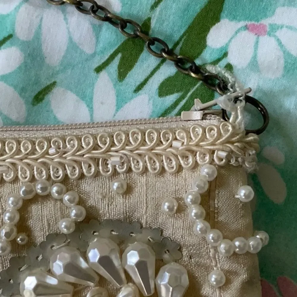 Mary Frances Small Pearl (Faux) Beaded Bag - Small Cream Chain Strap - Picture 15 of 15